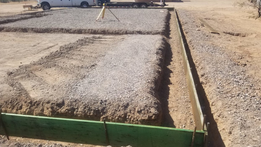 dug and formed up footings ready for a concrete pour