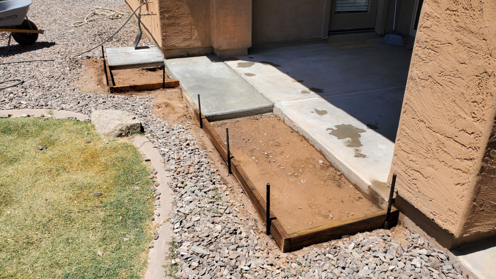 Patio area prepared for concrete pour